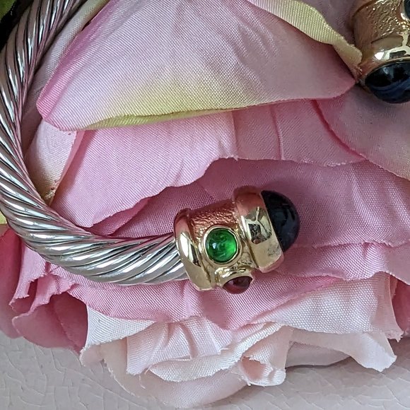 Twisted Silver tone cuff / bangle bracelet - Picture 2 of 4